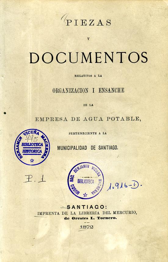 Piezas y documentos relativos al agua potable